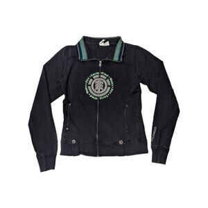 Vintage Y2K Element Embroidered Jacket Hippie Ski Earth Wind Water Fire Full Zip